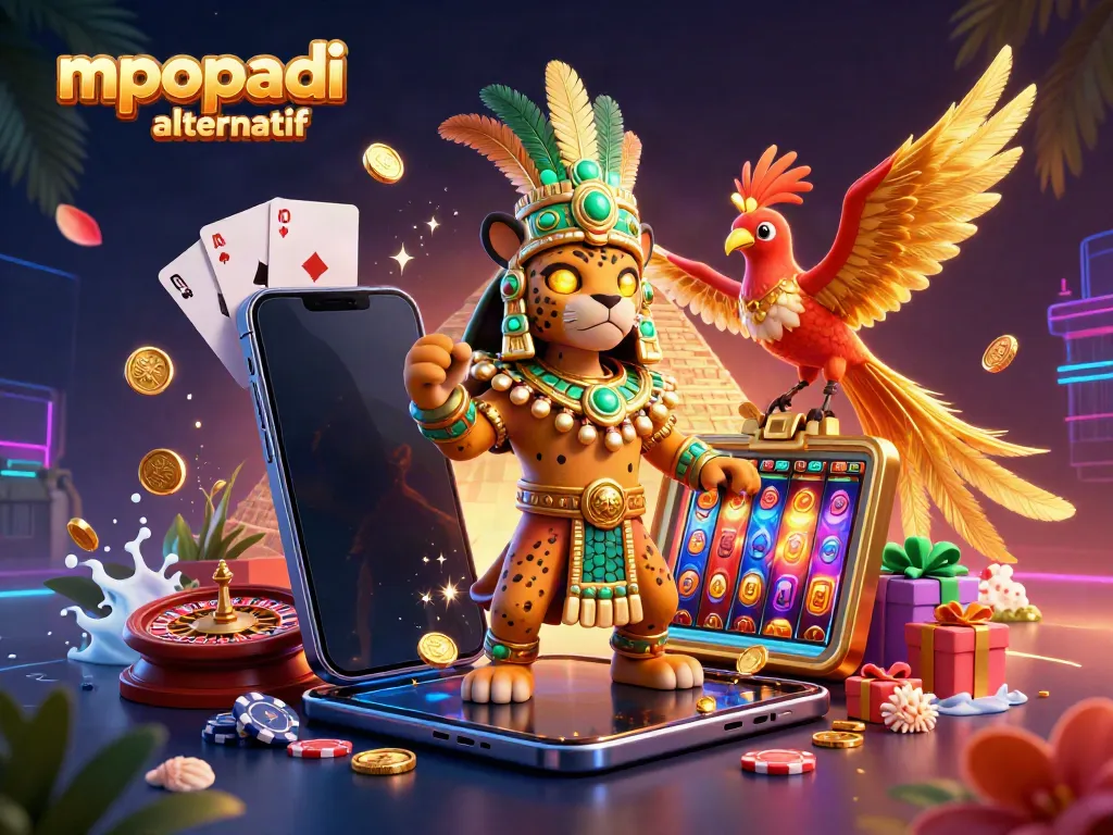Engage with mpopadi alternatif by exploring an enchanting casino scene filled with vibrant slot game action.