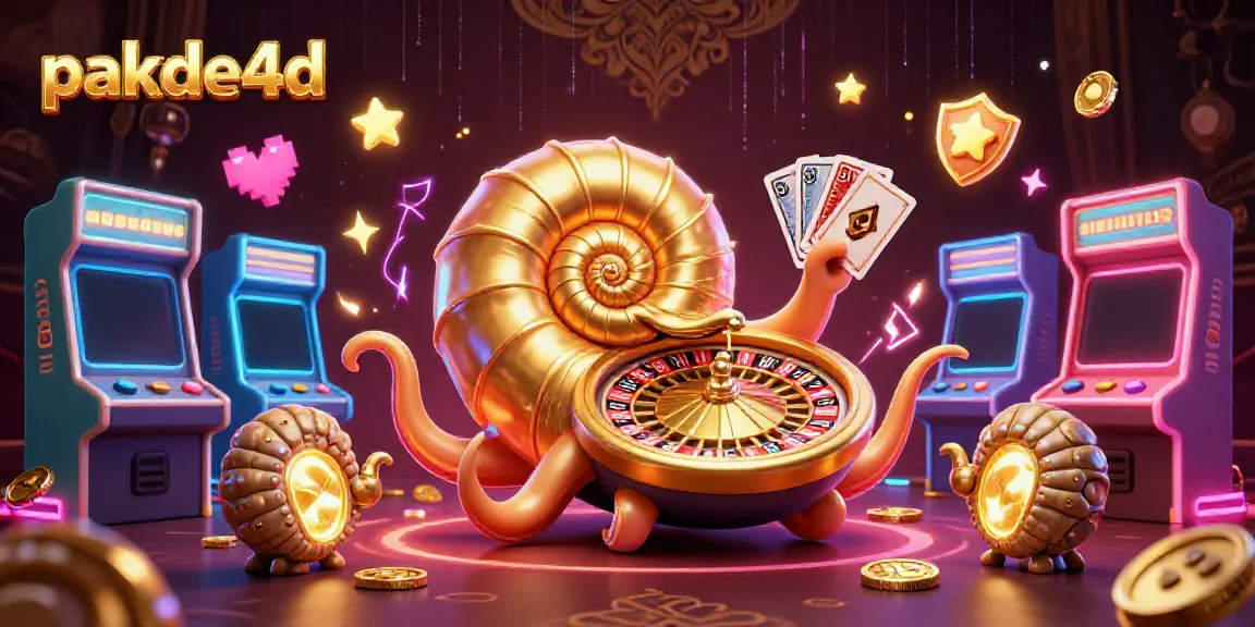 Menangkan permainan di pakde4d dengan ilustrasi 3D yang menampilkan nautilus kuno dan mesin permainan yang berkilau.