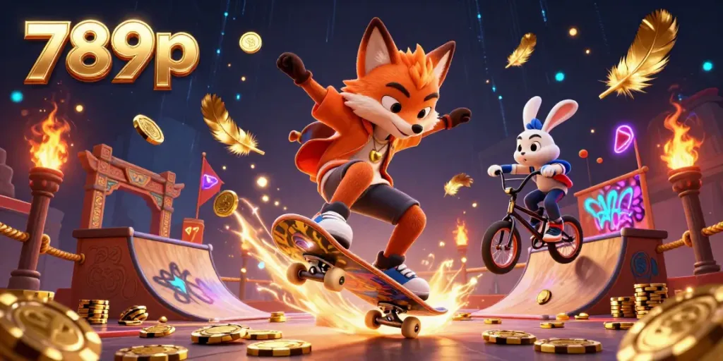 Experience thrilling action with 789p as the fox skateboarder leaps over poker chips and gains big wins!