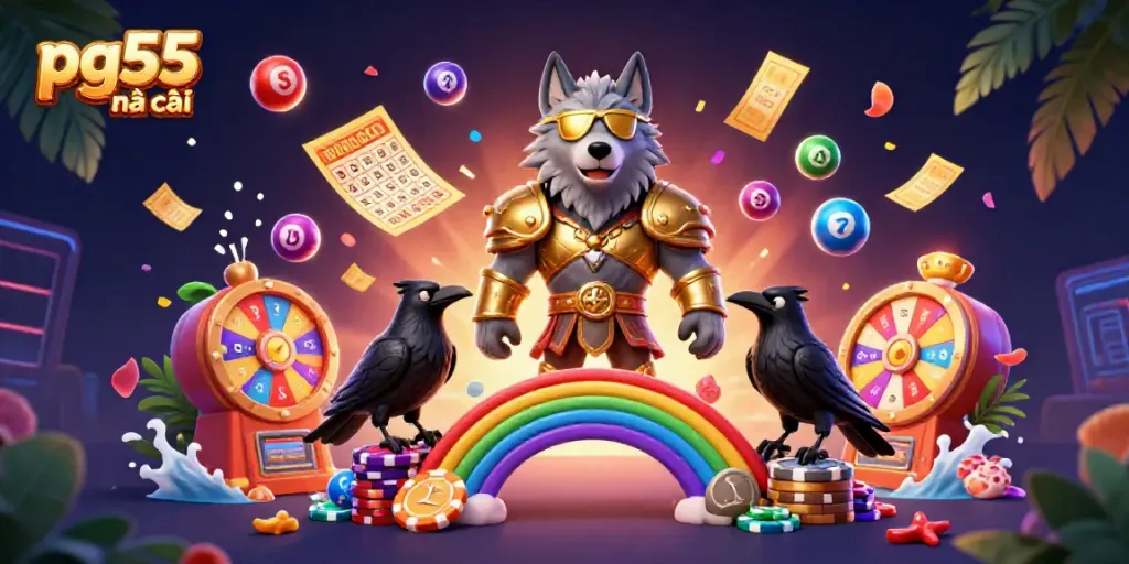 Spin to win at pg55 nhà cái with exciting lottery balls and vibrant casino elements!
