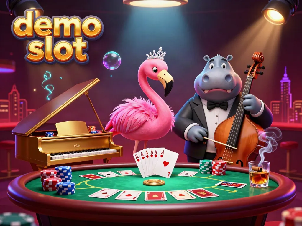 Engage in the demo slot excitement with our colorful cartoon casino performers and lively poker action!