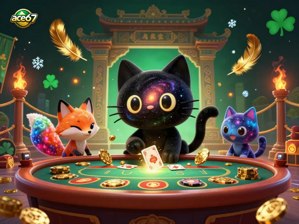 Engaging cosmic casino scene featuring ace67's unique characters and dynamic betting elements.