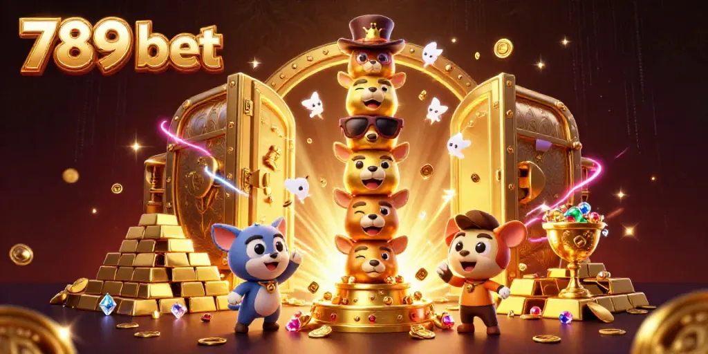 Experience thrilling wins at 789 bet with vibrant casino elements and engaging characters.
