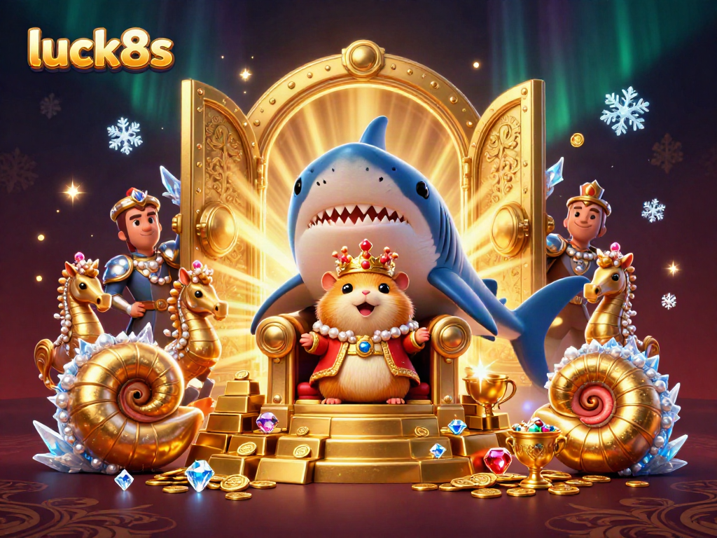 Experience high-stakes thrills at luck8s with an engaging 3D casino-themed scene featuring vibrant treasures.