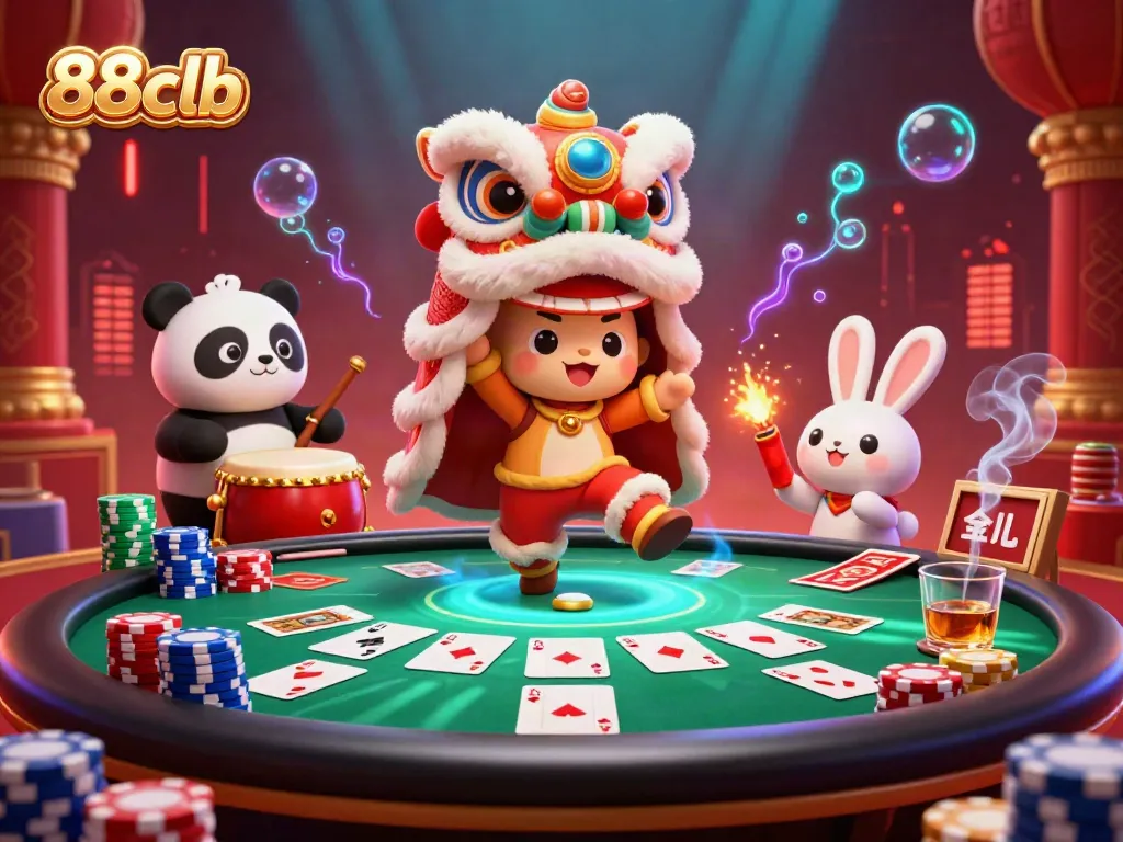 Experience vibrant casino action at 88clb with animated players and poker elements.