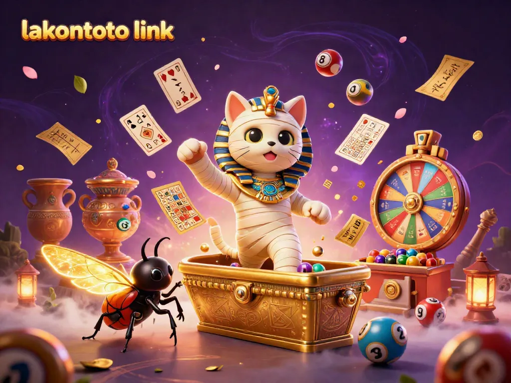 Momen menarik bermain di lakontoto link dengan karakter unik dan bola lotere warna-warni.