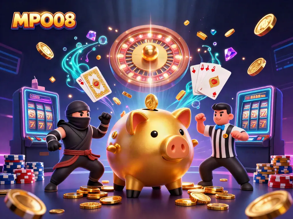 Experience dynamic gaming action with MPO08 featuring vibrant characters in an immersive casino scene.