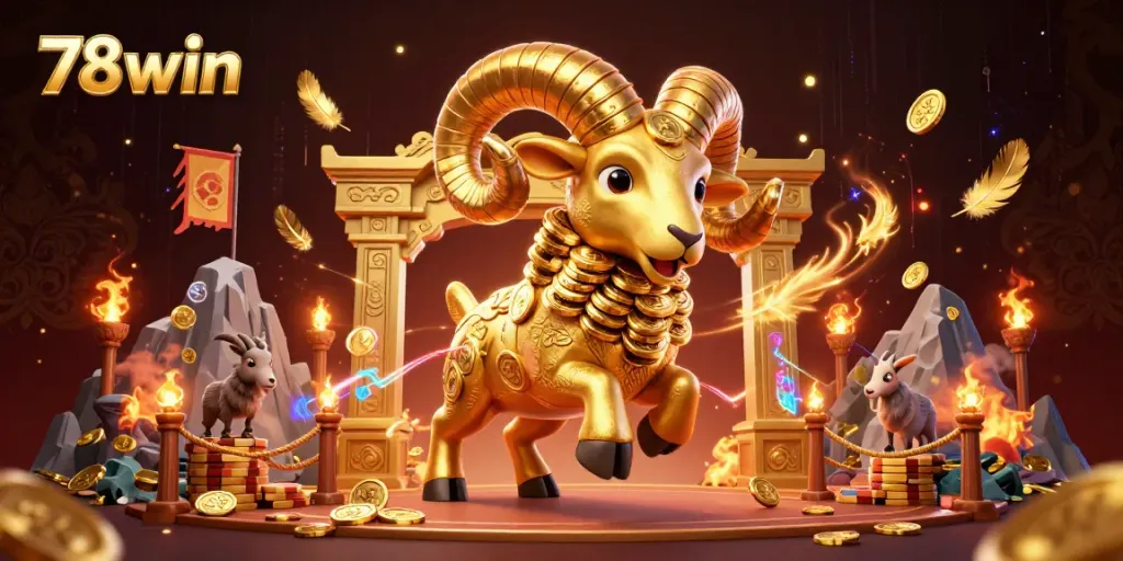 Experience thrilling 78win gaming with vibrant gold visuals and a dynamic scene.
