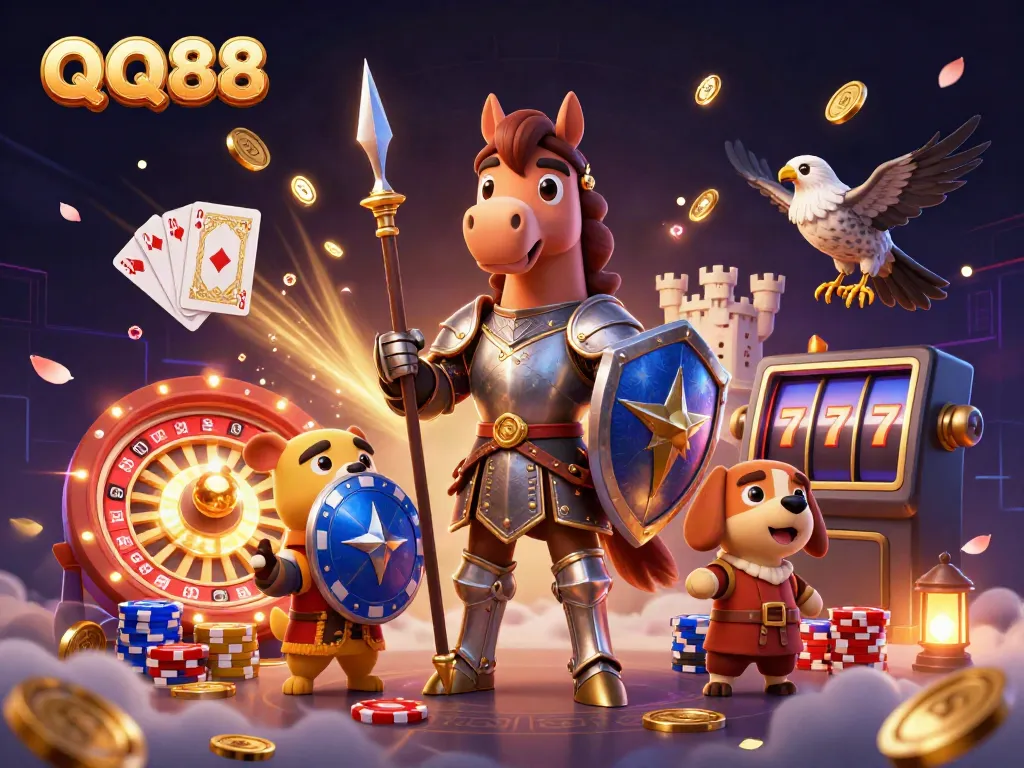 Experience thrilling gameplay with QQ88's exciting games in a vibrant fantasy scene.