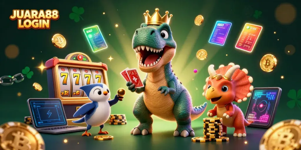 Engage with JUARA88 LOGIN to win big with exciting slots while surrounded by vibrant dinosaurs.