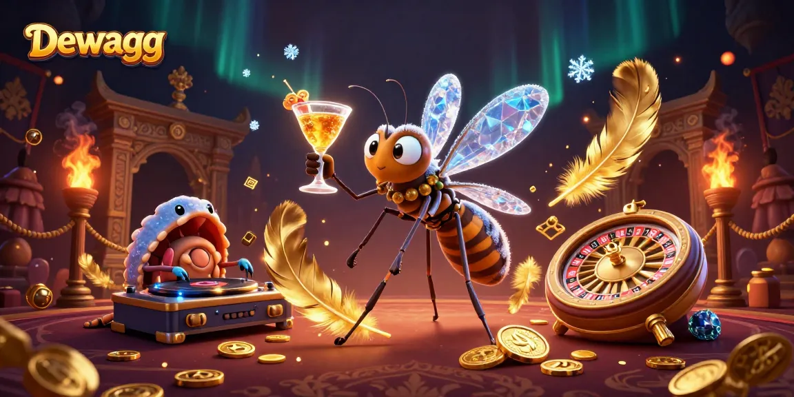 Dewagg engages players with a vibrant casino scene featuring unique characters and gaming elements.